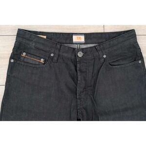 Boss Orange Men Jeans 34x34‎ BLACK RIGID Regular Fit Straight Leg Button Fly